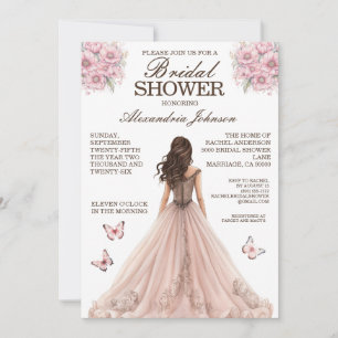 Convites de Vestido de Noite Rosa Elegante para Ch