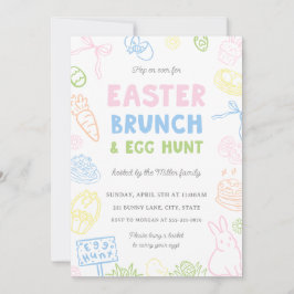 Convites Desenhados à Mão para Brunch e Caça aos O