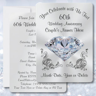 Convites Diamante de 60 Anos Personalizados Impres