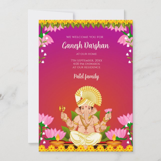 Convites digitais de Ganesh convites Ganpati Ganes (Frente)