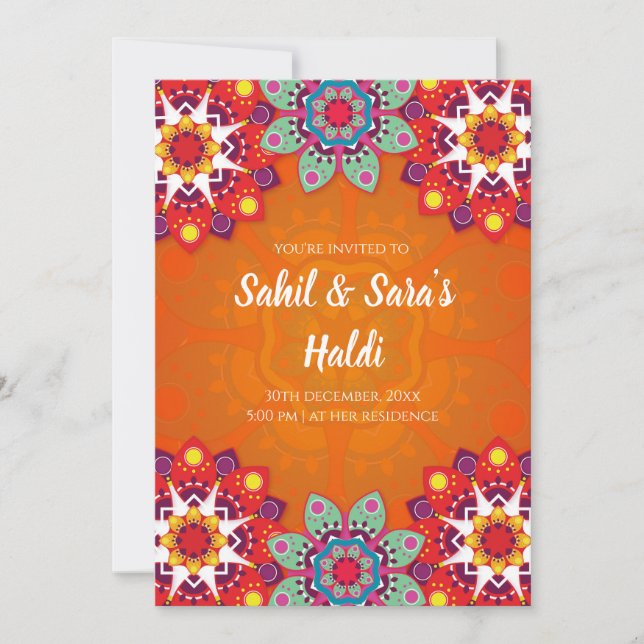 Convites digitais de Haldi e convites de casamento (Frente)