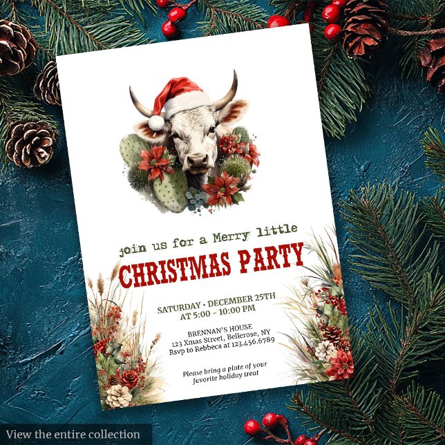 convites digitais editáveis para festa de Natal do (Old West Christmas party editable digital invitation

)