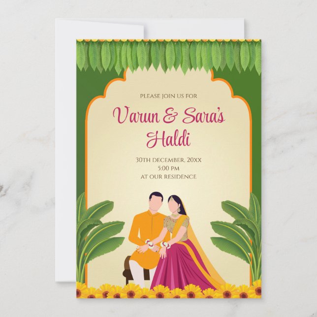 Convites Digitais Haldi & Convites de Haldi Digita (Frente)