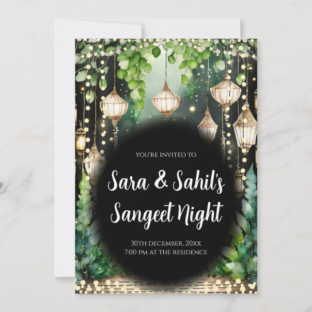 Convites Digital Sangeet cartões de casamento indi (Frente)