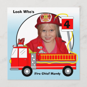 Convites do aniversário da viatura de incêndio do