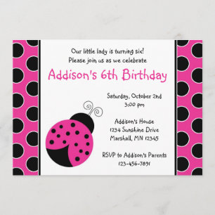 Convites do aniversário do joaninha do rosa quente