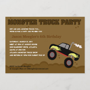 Convites do aniversário do MONSTER TRUCK 5x7