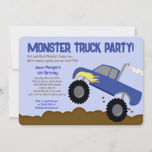 Convites do aniversário do MONSTER TRUCK 5x7