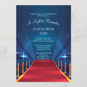 Convites do baile de formatura do tapete vermelho