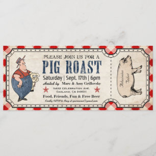 Convites do bilhete do assado do porco do vintage
