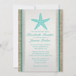 Convites do casamento da estrela do mar do país