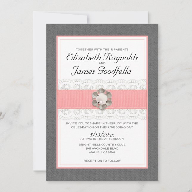 Convites do casamento da pérola (Frente)