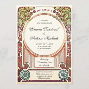 Convites do casamento de Nouveau da arte do