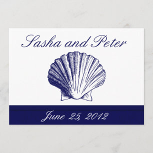 Convites do casamento de praia de Shell dos azuis