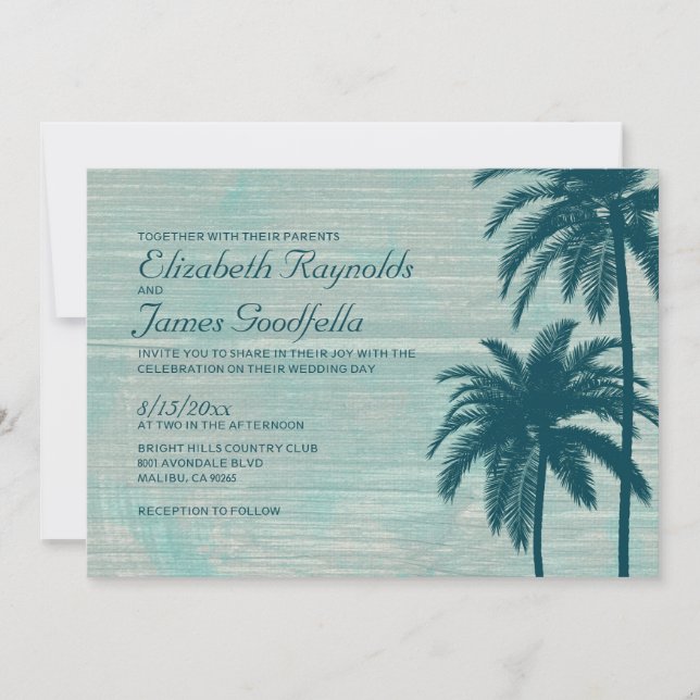 Convites do casamento de serapilheira da palmeira (Frente)