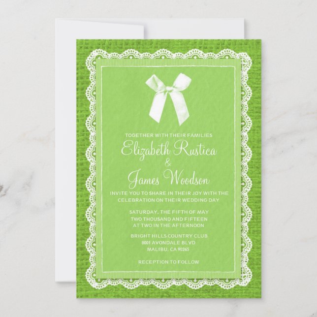 Convites do casamento de serapilheira do país do (Frente)
