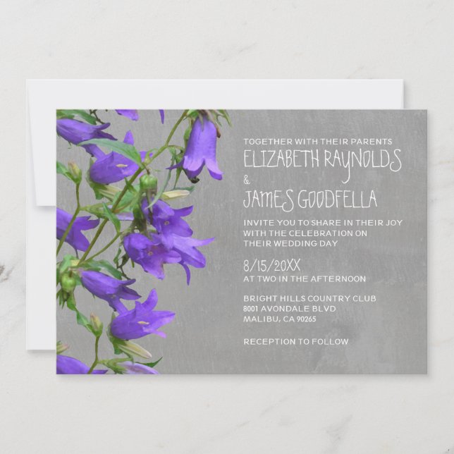Convites do casamento de Trachelium (Frente)