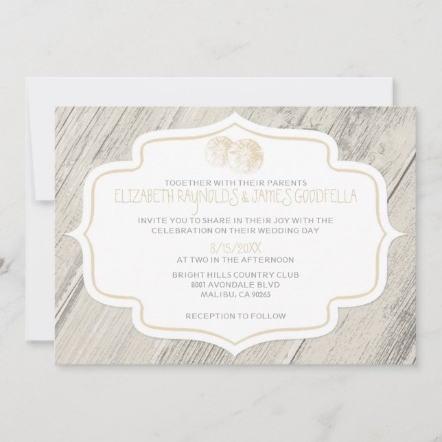 Convites do casamento do dólar de areia da praia (Frente)