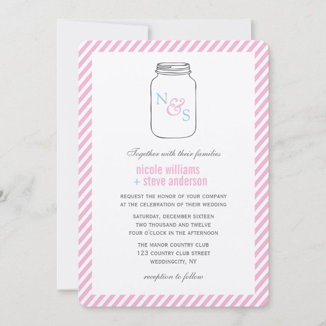 Convites do casamento do monograma do frasco de (Frente)