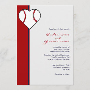 Convites do casamento do tema do basebol