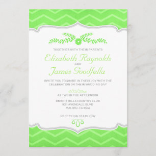 Convites do casamento do ziguezague do verde limão