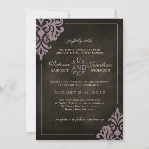 Convites do casamento tema damasco do quadro e do