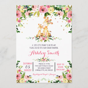 Convites do chá de fraldas do girafa do bebê das