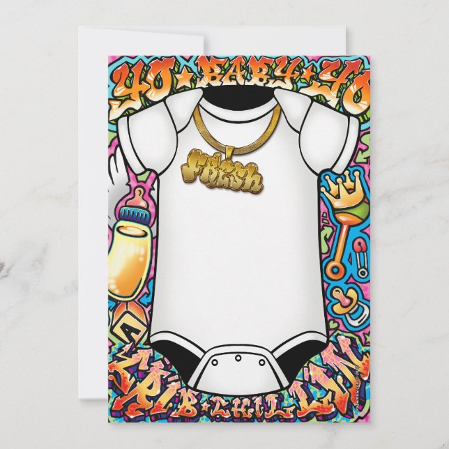 Convites do chá de fraldas dos grafites de Hip Hop (Frente)