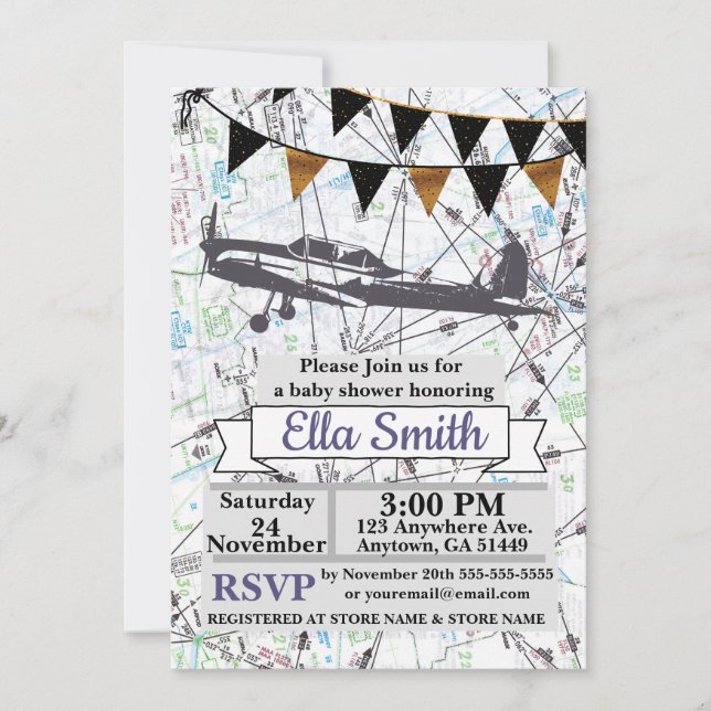 Convites do chá do bebé do avião (Frente)