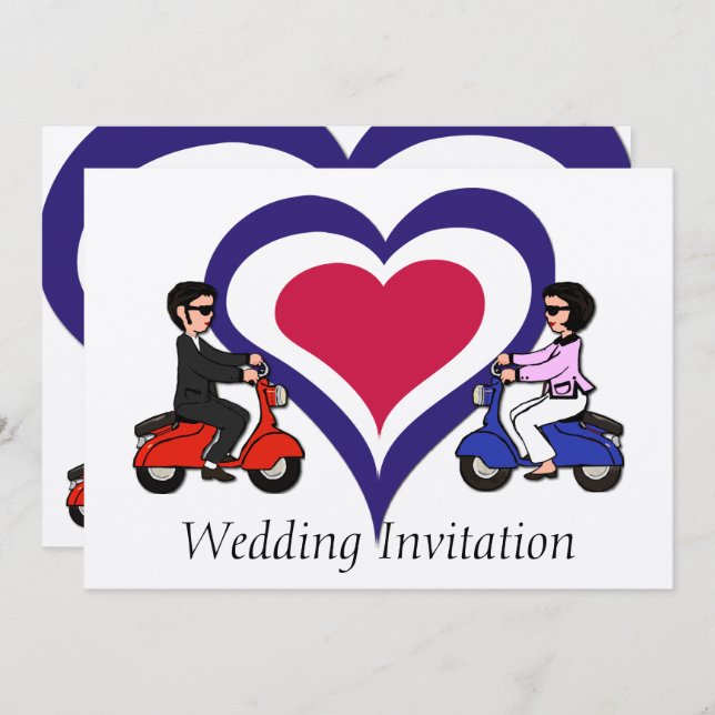 Convites do coração da modificação do menino e da (Frente/Verso)