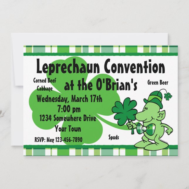 Convites do costume do Leprechaun da xadrez (Frente)