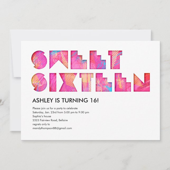 Convites do doce 16 do fulgor elétrico (Frente)