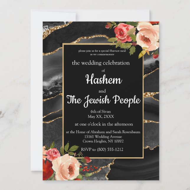 Convites do Festival de Semanas Shavuot Shavuos (Frente)