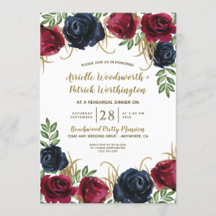 Convites do jantar de ensaio de Borgonha dos azuis