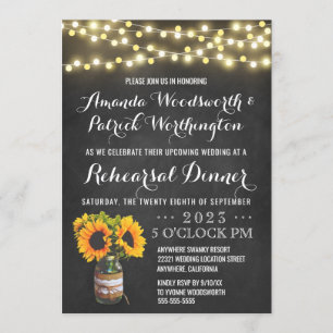 Convites do jantar de ensaio do quadro do girassol