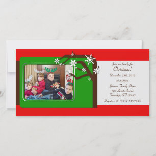 Convites do Natal da foto de família da árvore d