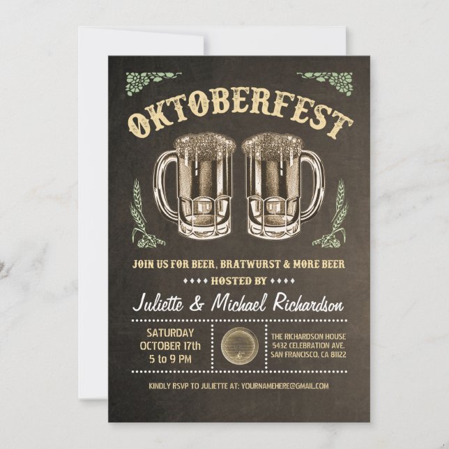 Convites do Oktoberfest| Marrom (Frente)