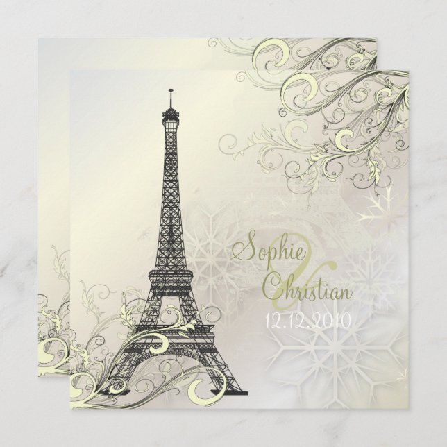 CONVITES DO PixDezines EIFFEL PARIS+SNOWFLAKES (Frente/Verso)