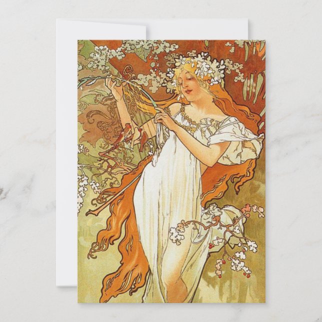 Convites do primavera de Nouveau Alphonse Mucha da (Frente)