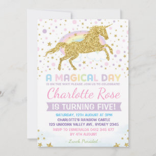 Convites do Rainbow Unicorn Birthday