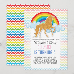 Convites do Rainbow Unicorn para festa de anivers
