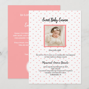 Convites do Serviço Memorial do Bebê Personalizado