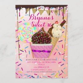 Convites Doces 16 Anos Candy Land Chuvas de Confei