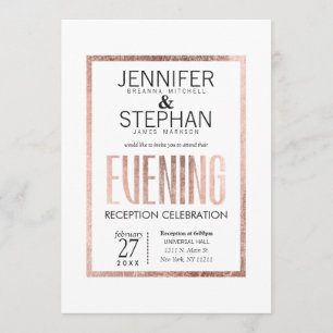 Convites Dourados cor-de-rosa da recepção da noite