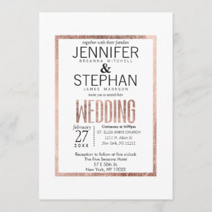 Convites Dourados cor-de-rosa do casamento do