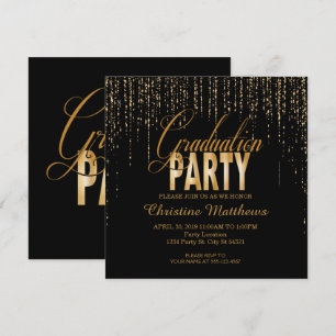 Convites dourados da festa de formatura