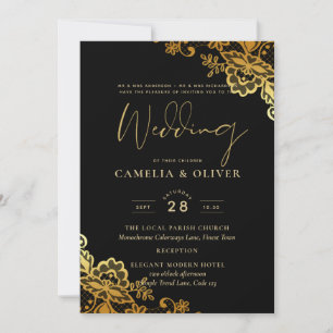 Convites Dourados de Casamento de Locais Pretos