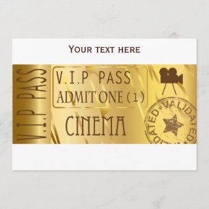 Convites dourados do bilhete do filme