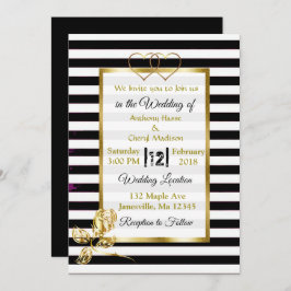 Convites Dourados para Casamento de em Stripes Ne