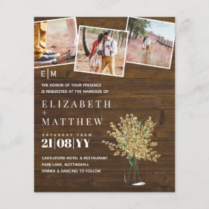 Convites Dourados para Casamento Metálico